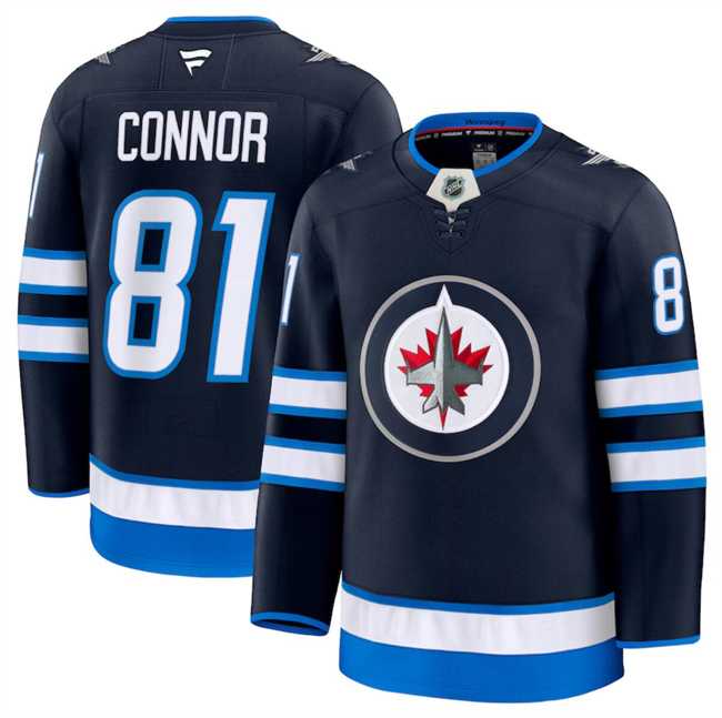 Mens Winnipeg Jets #81 Kyle Connor Navy 2024-25 Home Stitched Hockey Jersey Dzhi->winnipeg jets->NHL Jersey